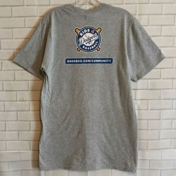 New Los Angeles Let's Go Dodgers Men's Gray Short Sleeve MLB Baseball Shirt M - Picture 2 of 7